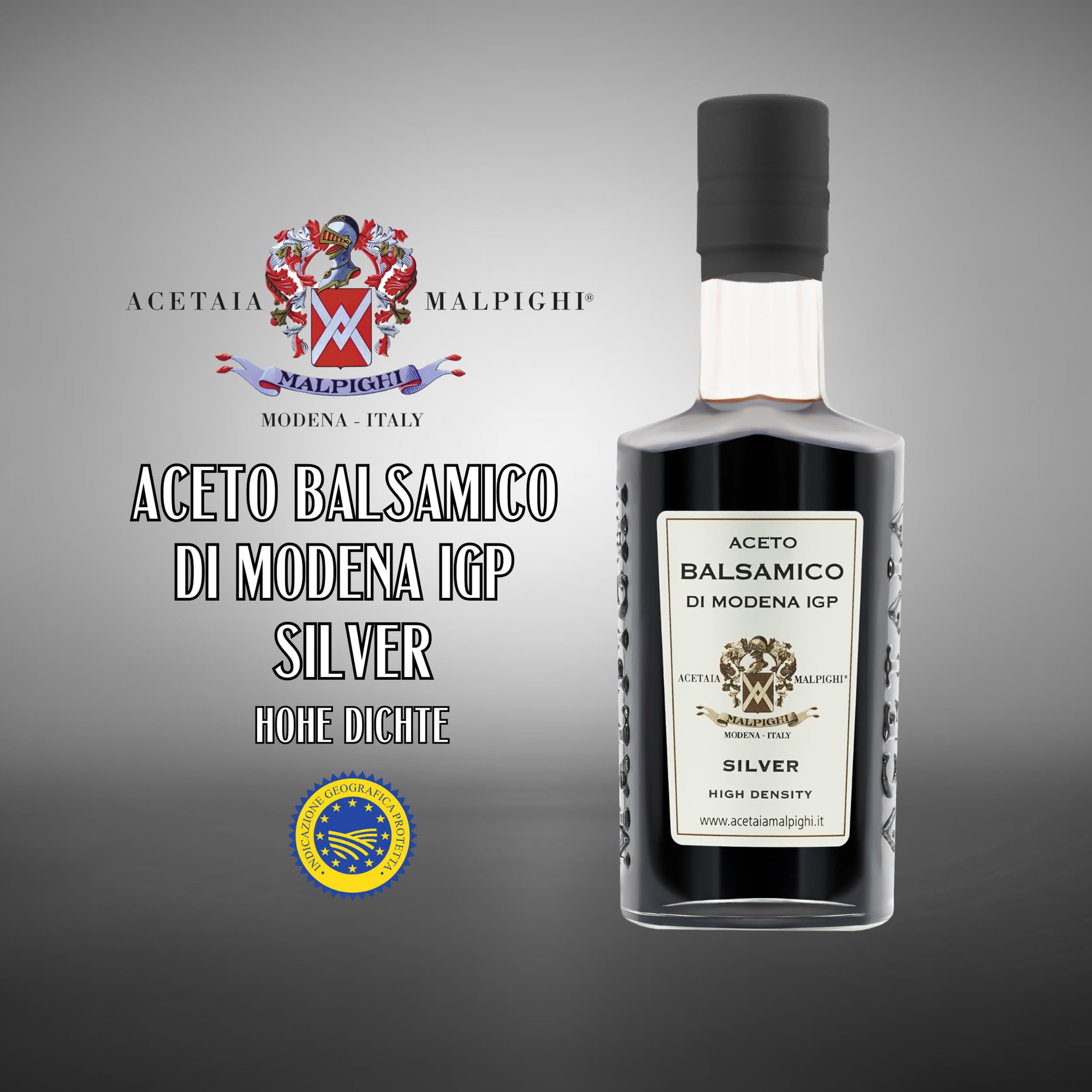 acetaia-malpighi-argento-balsamico-essig-igp-silber-250-ml image 2
